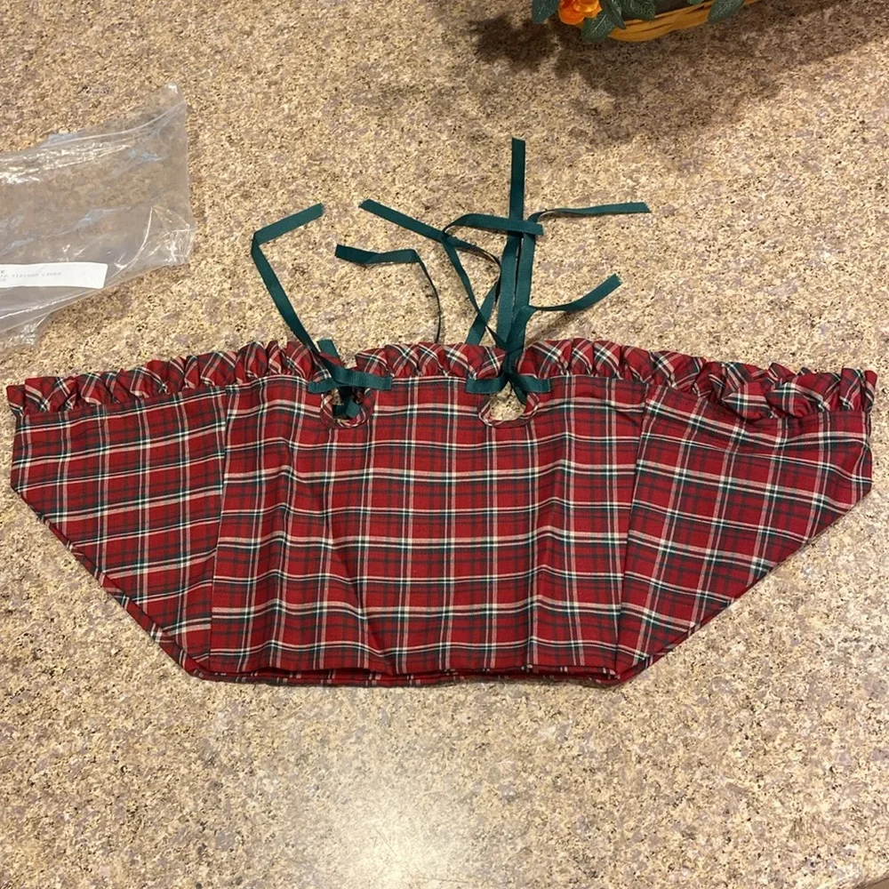 Longaberger Cake Plaid Tidings Fabric Basket Liner 20125 Ribbon (Liner Only)